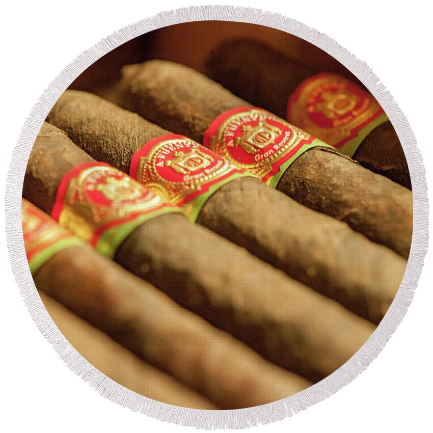 Cigars Round Beach Towel featuring the photograph Cigars by Mark Duehmig