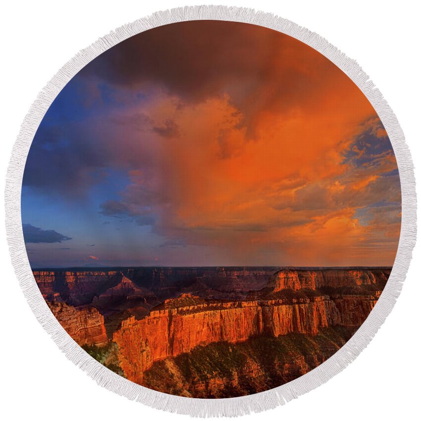 Grand Canyon Round Beach Towel featuring the photograph Clearing Storm Cape Royal North Rim Grand Canyon NP Arizona by Dave Welling