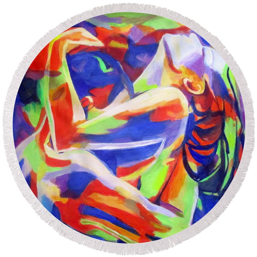Art Round Beach Towel featuring the painting Closeness by Helena Wierzbicki