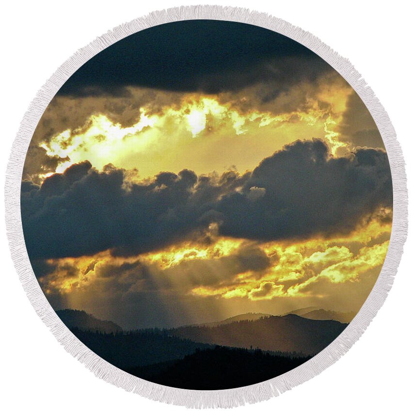 Storm Clouds Round Beach Towel featuring the photograph Clouds #3 by Neil Pankler