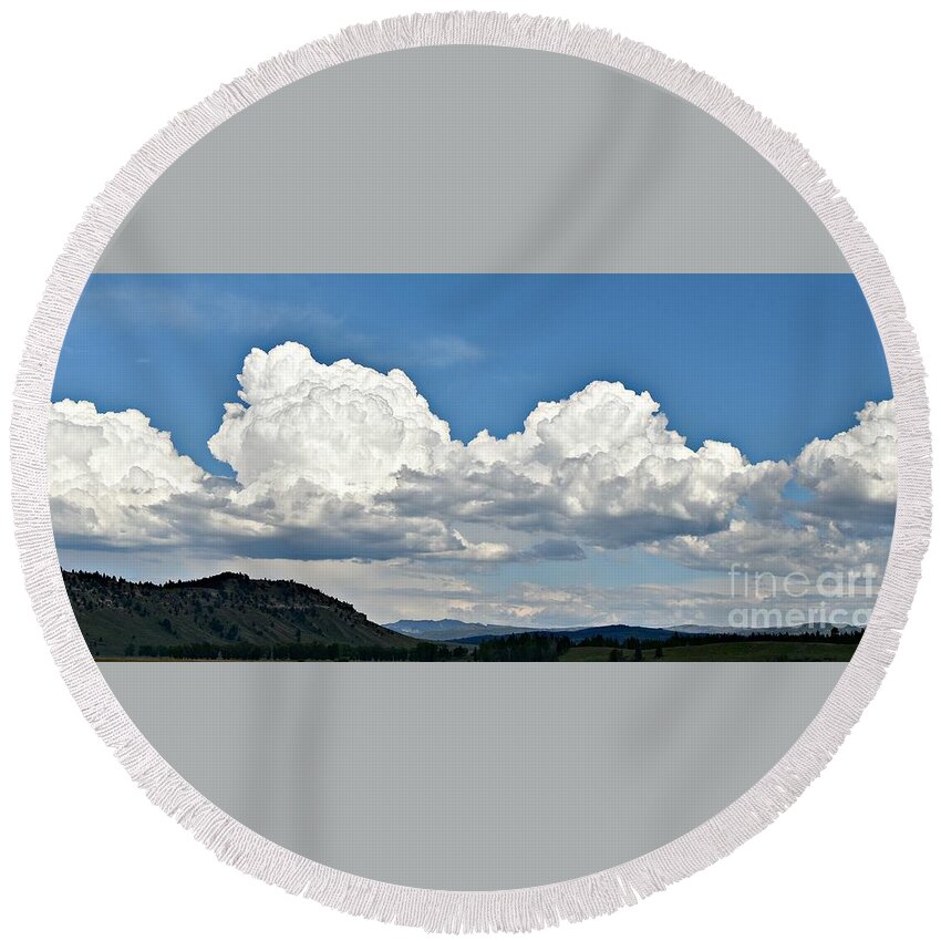 Clouds Round Beach Towel featuring the photograph Clouds Are Forming by Dorrene BrownButterfield