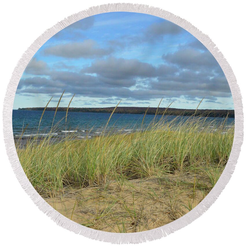 Cloudy Round Beach Towel featuring the photograph       Cloudy by Tom Kelly