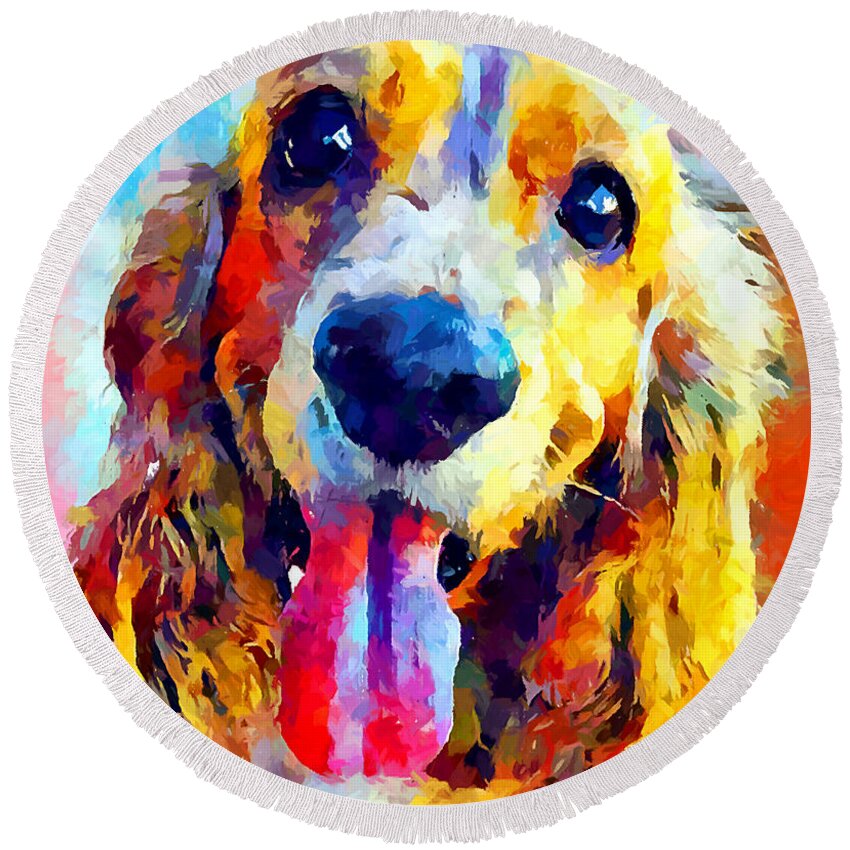 Cocker Spaniel Round Beach Towel featuring the painting Cocker Spaniel by Chris Butler