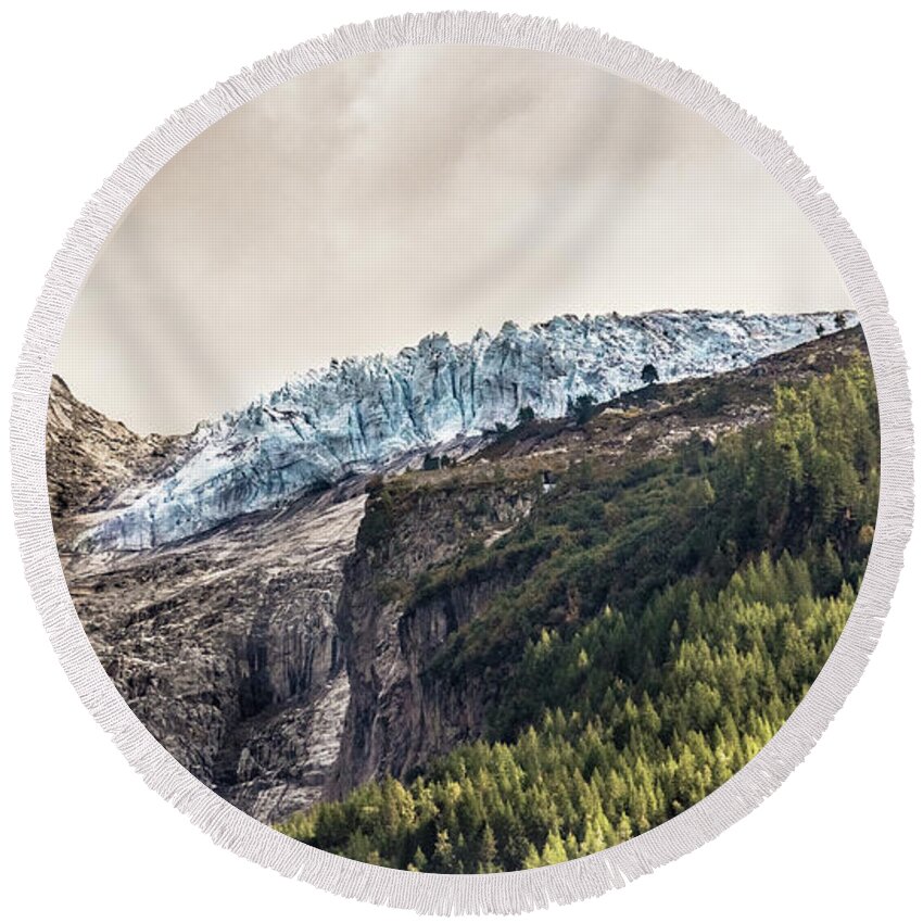 Glacier Round Beach Towel featuring the photograph Cold Heart of the Mountain by Pavel Melnikov