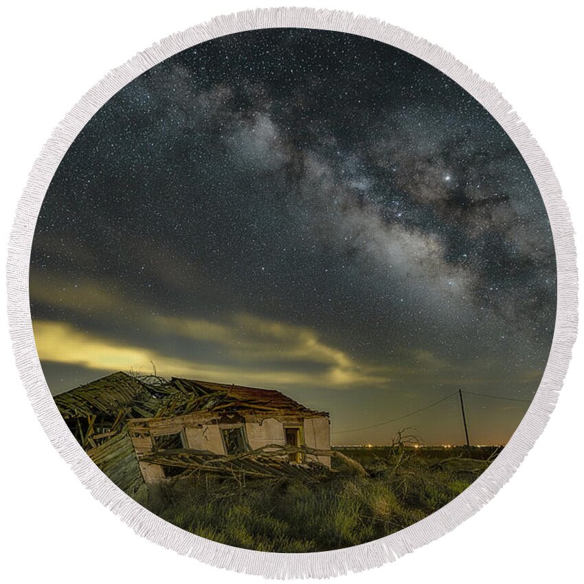 Milky Way Round Beach Towel featuring the photograph Collapsing Time and Space by James Clinich