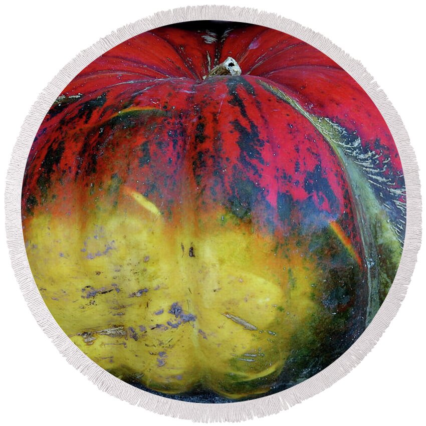 Large Squash Round Beach Towel featuring the photograph Colorful Designer Squash by Linda Stern