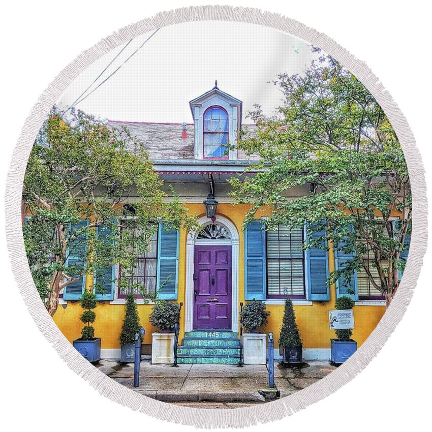 New Orleans Round Beach Towel featuring the photograph Colorful NOLA by Portia Olaughlin