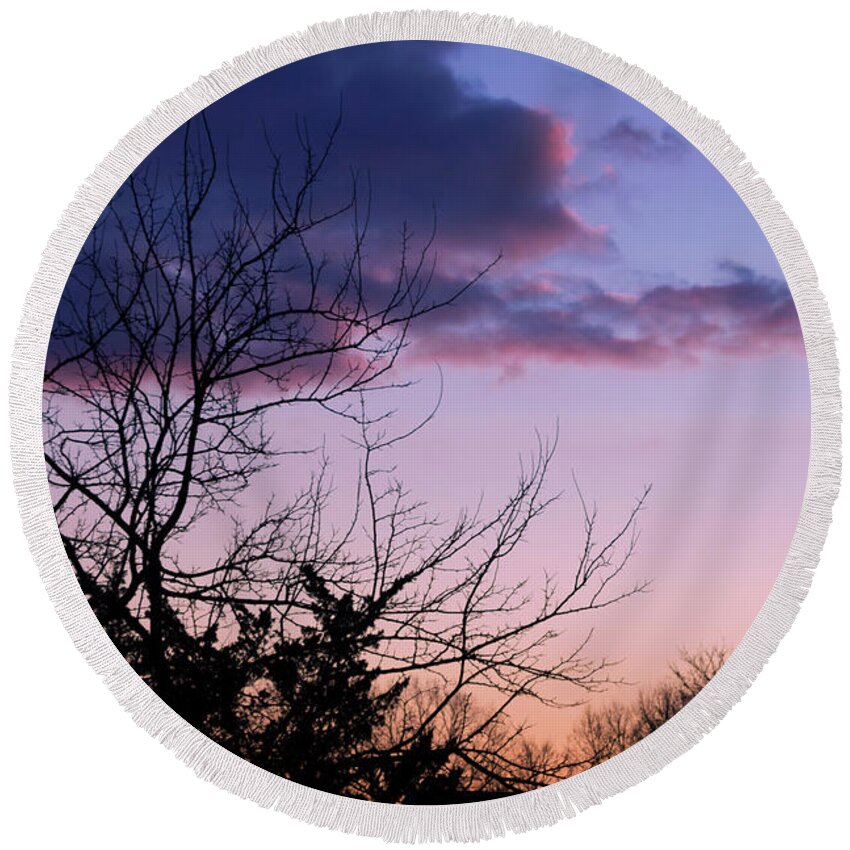 Phil Welsher Round Beach Towel featuring the photograph Colors of the Sunset by Phil Welsher
