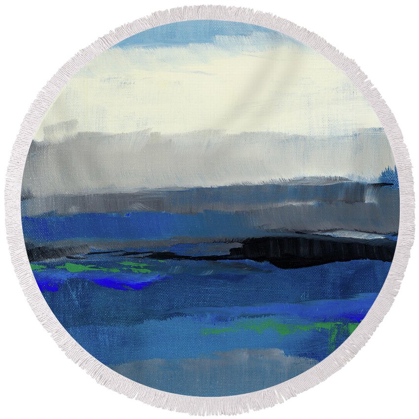 Contemplative Round Beach Towel featuring the mixed media Contemplative Space by Lanie Loreth