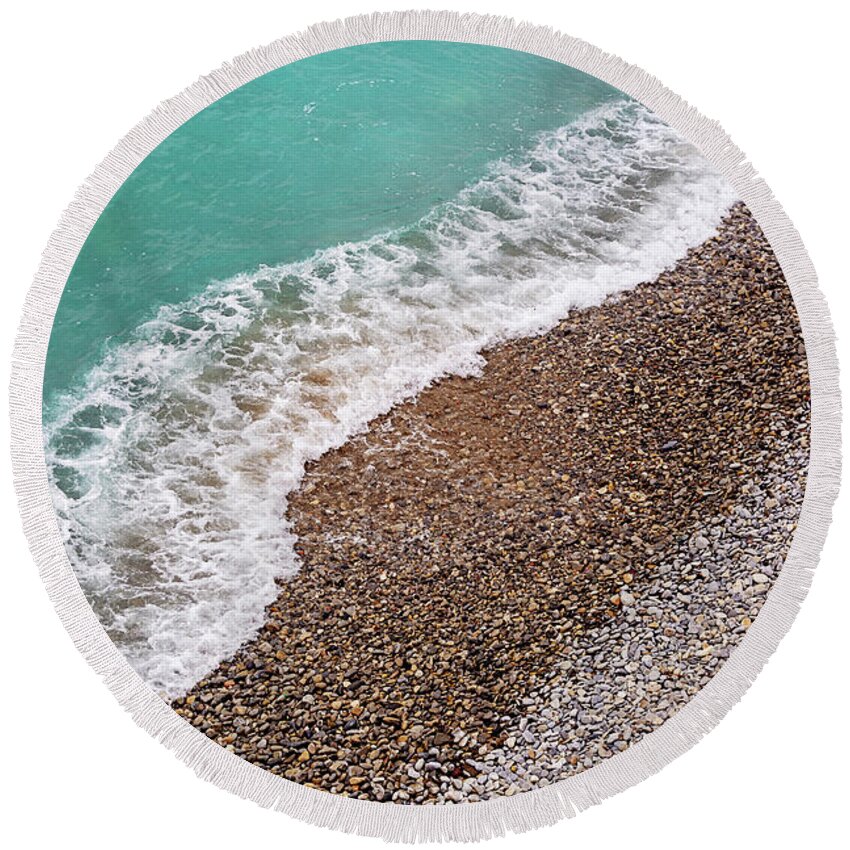 Cote D'azur Round Beach Towel featuring the photograph Cote D'azur Shoreline by Melanie Alexandra Price