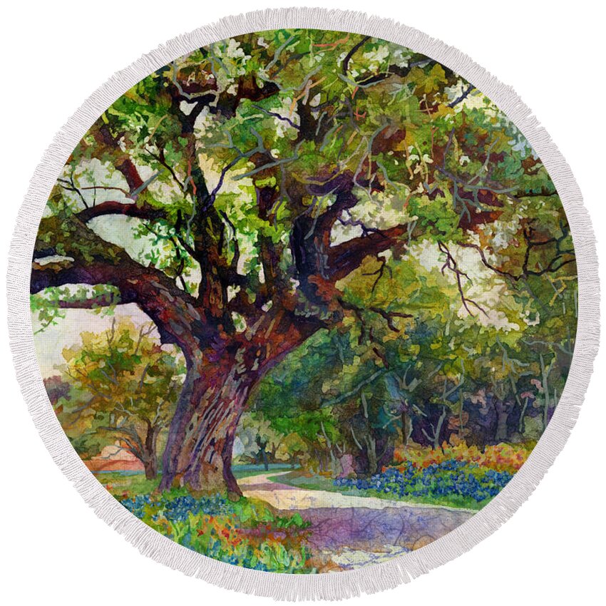 Country Round Beach Towel featuring the painting Country Lane by Hailey E Herrera