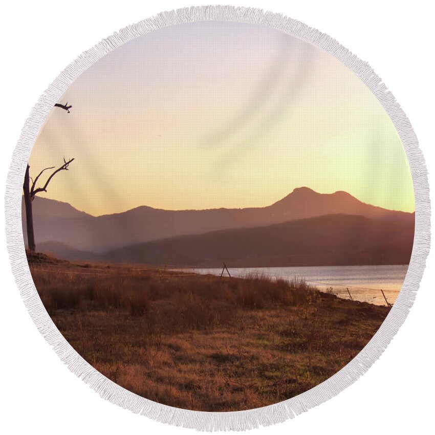 Landscape Round Beach Towel featuring the photograph Country Sunset by Michael Blaine