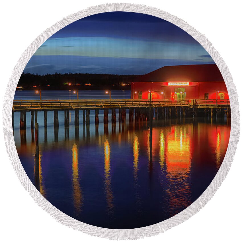 Boardwalk Round Beach Towel featuring the photograph Coupeville Wharf IV by Briand Sanderson