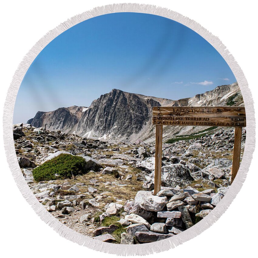 Landscape Round Beach Towel featuring the photograph Crossroads at Medicine Bow Peak by Nicole Lloyd