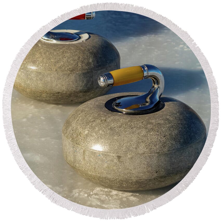 Curling Round Beach Towel featuring the photograph Curling Stones by Laura Smith