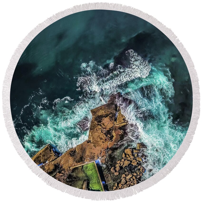 Chriscousins Round Beach Towel featuring the photograph Curly Headland by Chris Cousins