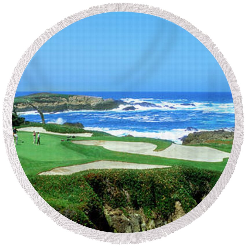 Photography Round Beach Towel featuring the photograph Cypress Point Golf Course Pebble Beach by Panoramic Images