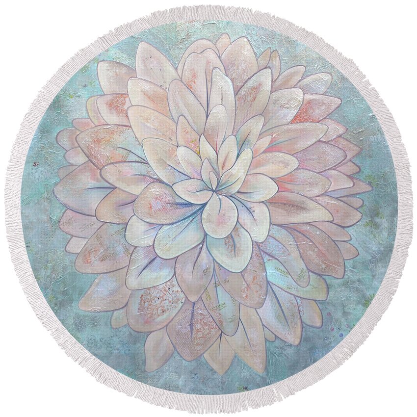 Plant Round Beach Towel featuring the painting Dahlia by Shadia Derbyshire