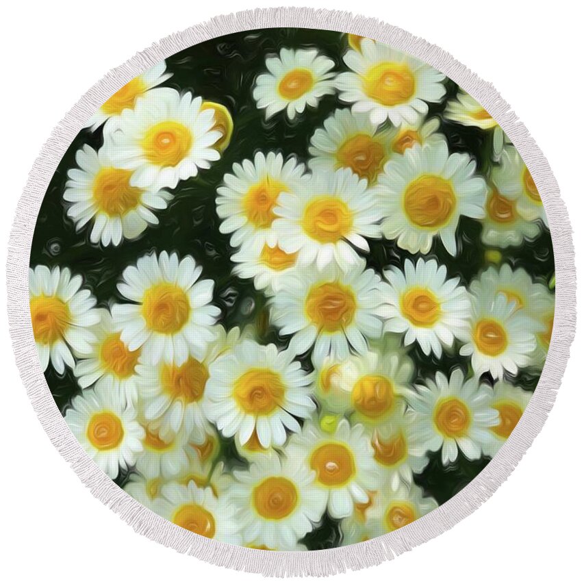  Round Beach Towel featuring the digital art Daisy Crazy for You by Cindy Greenstein