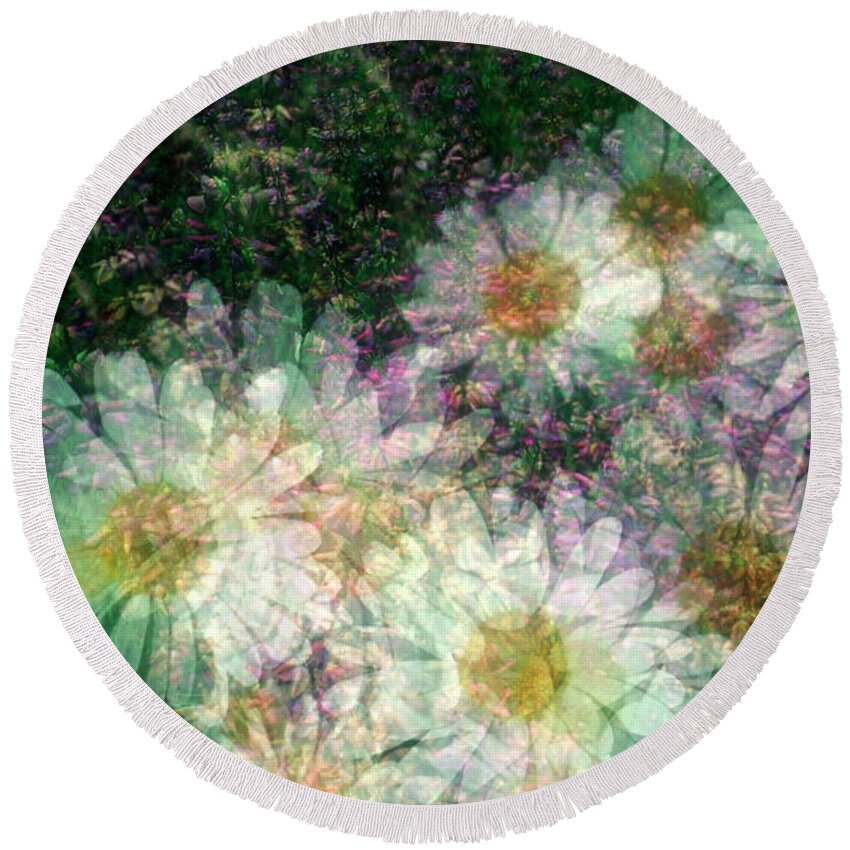 Flower Round Beach Towel featuring the photograph Daisy Floral Pattern by David Smith