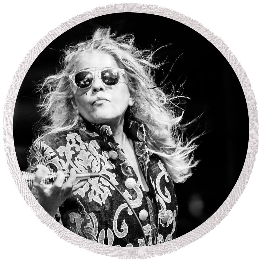 Missing Persons Round Beach Towel featuring the photograph Dale Bozzio 1 by Denise Dube