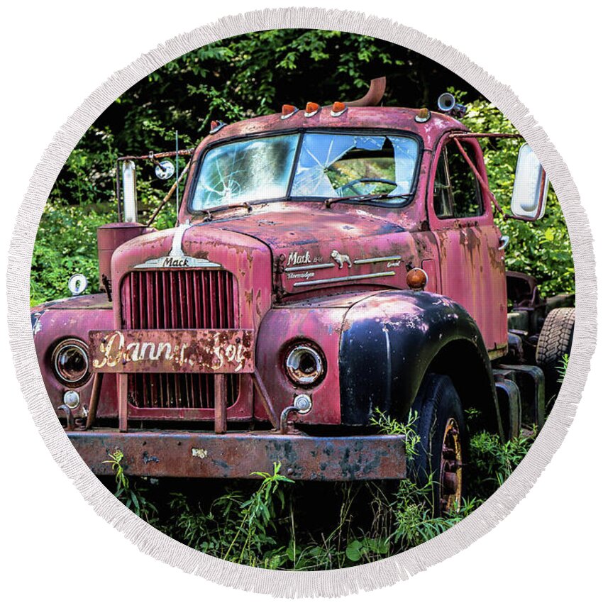 Mack Truck Round Beach Towel featuring the photograph Danny Boy by Veronica Batterson