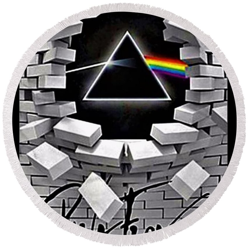 Pink Floyd Round Beach Towel featuring the photograph Dark Side Of The Wall by Rob Hans
