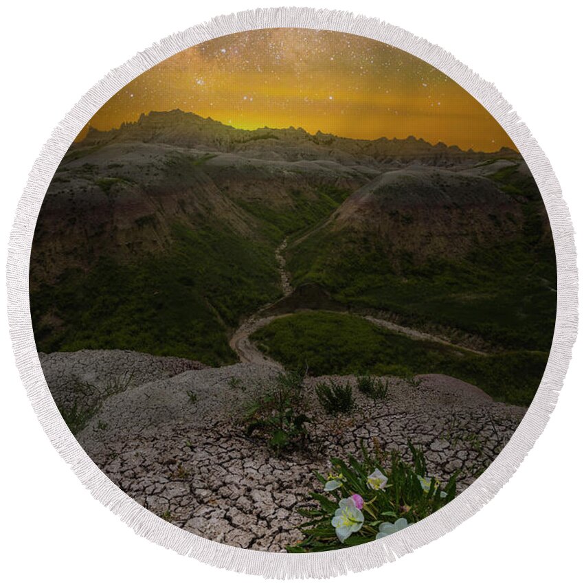 Flower Round Beach Towel featuring the photograph Darkness is Revealing by Aaron J Groen