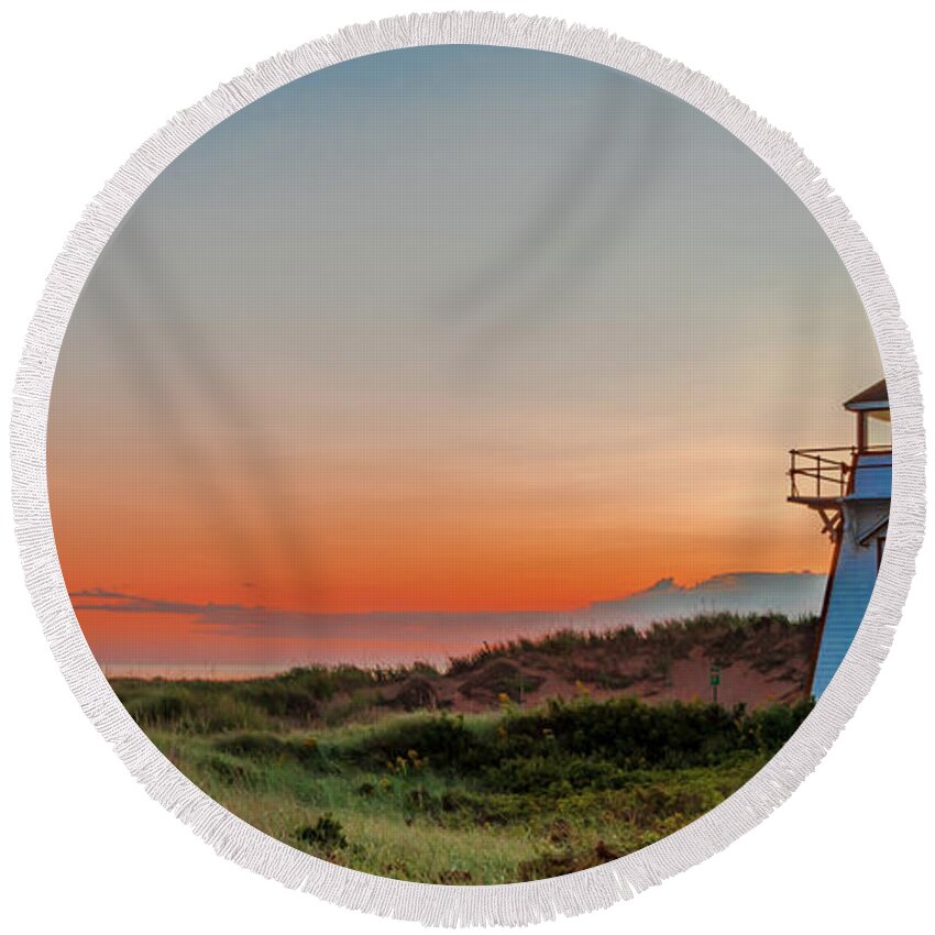 Pastel Round Beach Towel featuring the photograph Daybreak at Covehead by Marcy Wielfaert