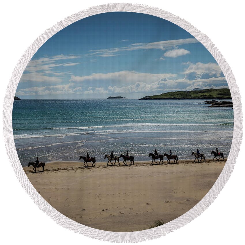 Horseriding Round Beach Towels
