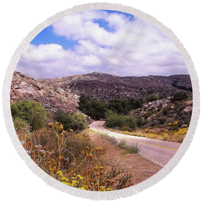 Road Round Beach Towel featuring the photograph Desert Backroads by Glenn McCarthy Art and Photography