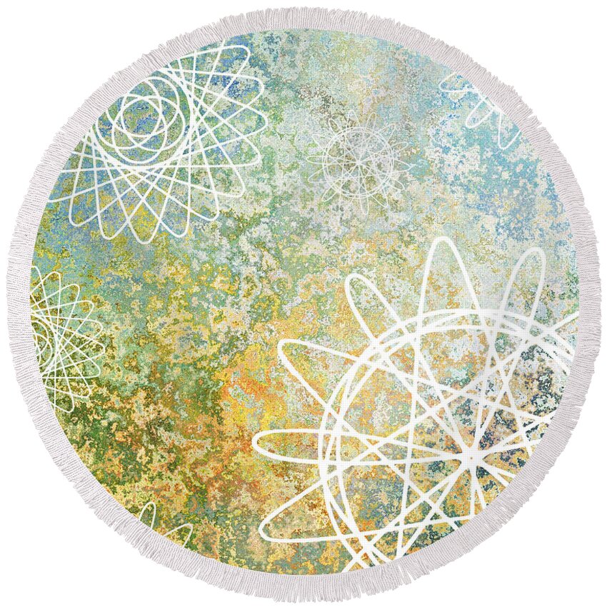 Graphic Round Beach Towel featuring the digital art Design 135 by Lucie Dumas