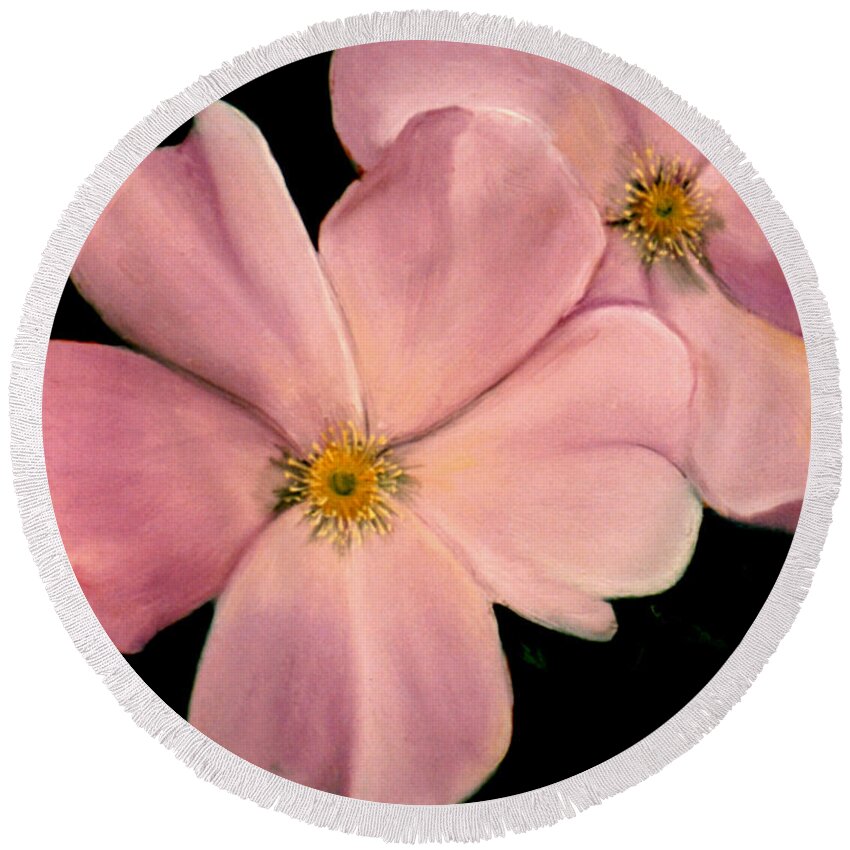 Dogwood Round Beach Towel featuring the painting Double Dogwood by Anni Adkins