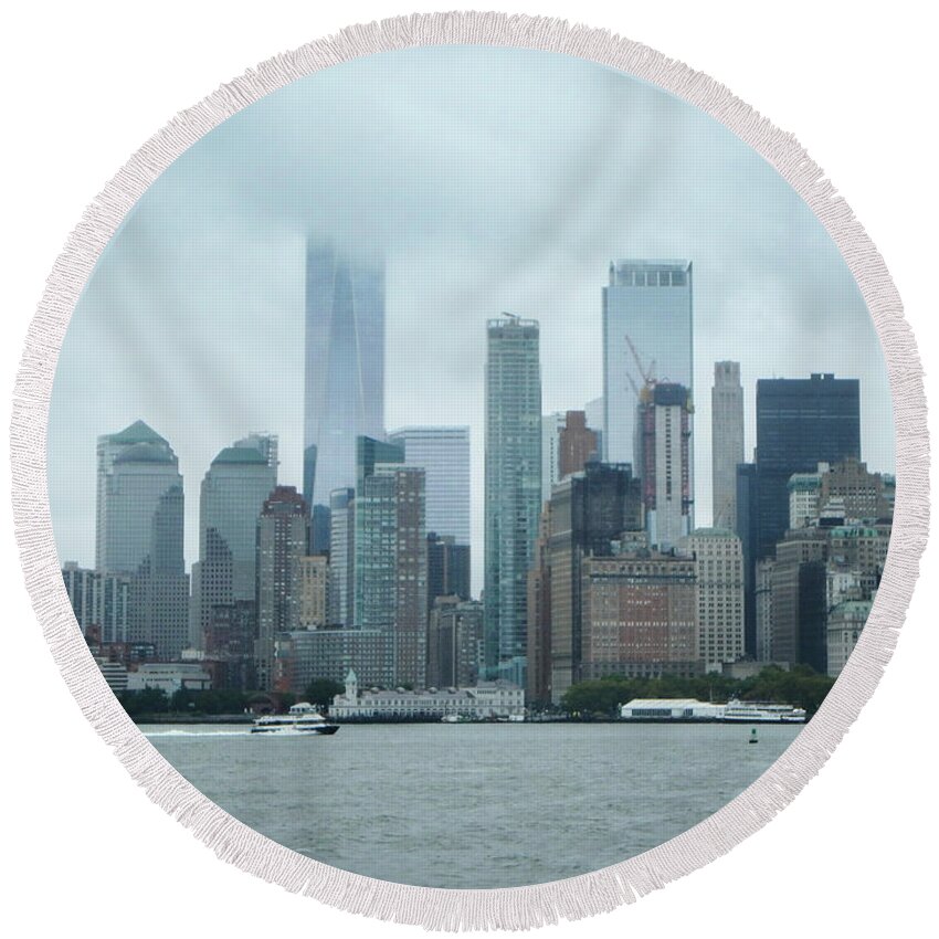 New York Round Beach Towel featuring the photograph Downtown New York City by Judy Hall-Folde
