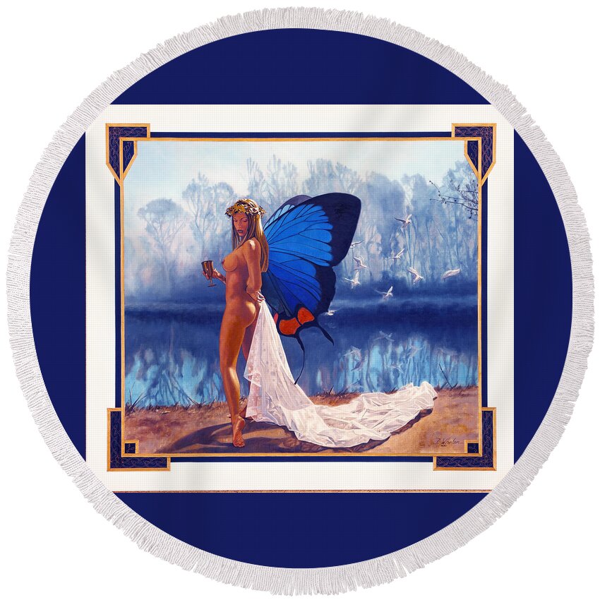 Whelan Round Beach Towel featuring the painting Drinking The Universe by Patrick Whelan