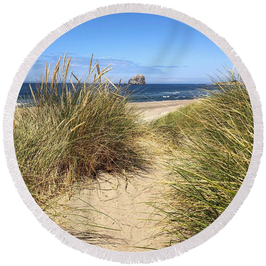 Sea Round Beach Towel featuring the photograph Dune Beach Path by Jeanette French