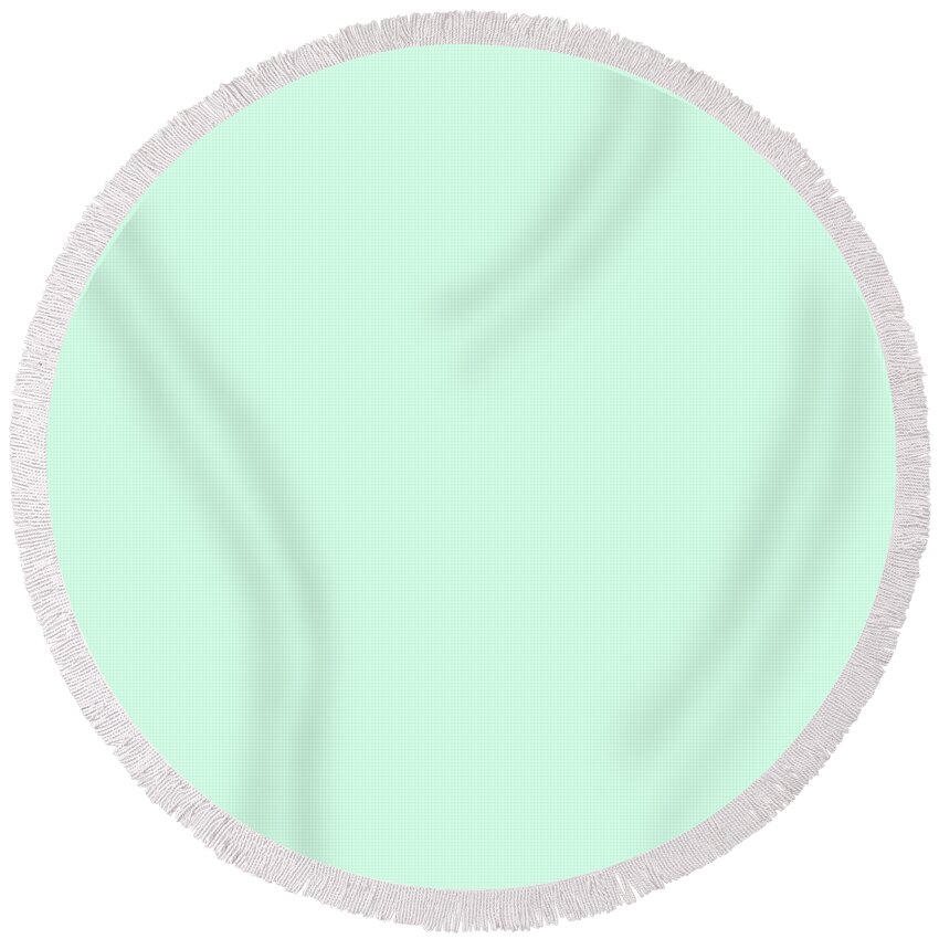 Pastel Round Beach Towel featuring the digital art Dunn Edwards 2019 Curated Colors Pale Cactus - Pastel Green DE5673 Solid Color by PIPA Fine Art - Simply Solid