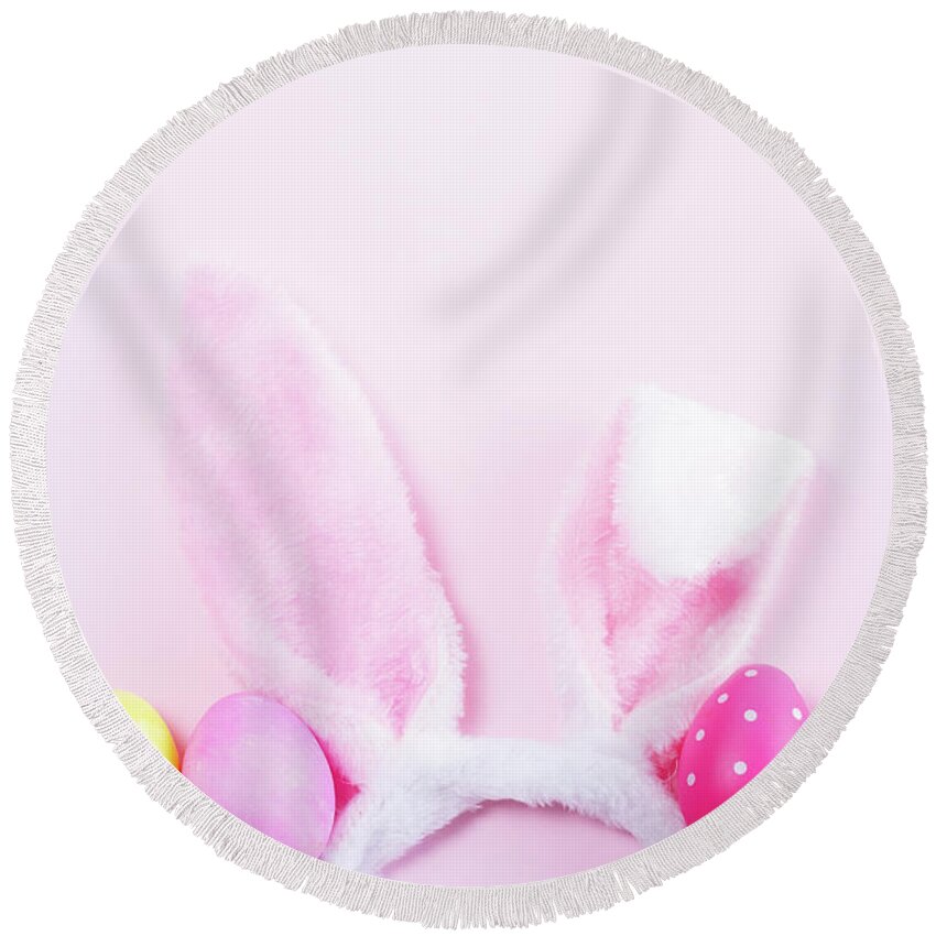 Easter Round Beach Towel featuring the photograph Easter Ears by Anastasy Yarmolovich