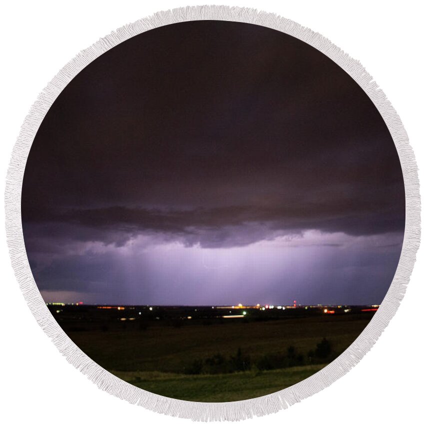 Nebraskasc Round Beach Towel featuring the photograph Easter Sunday Supercells 033 by Dale Kaminski