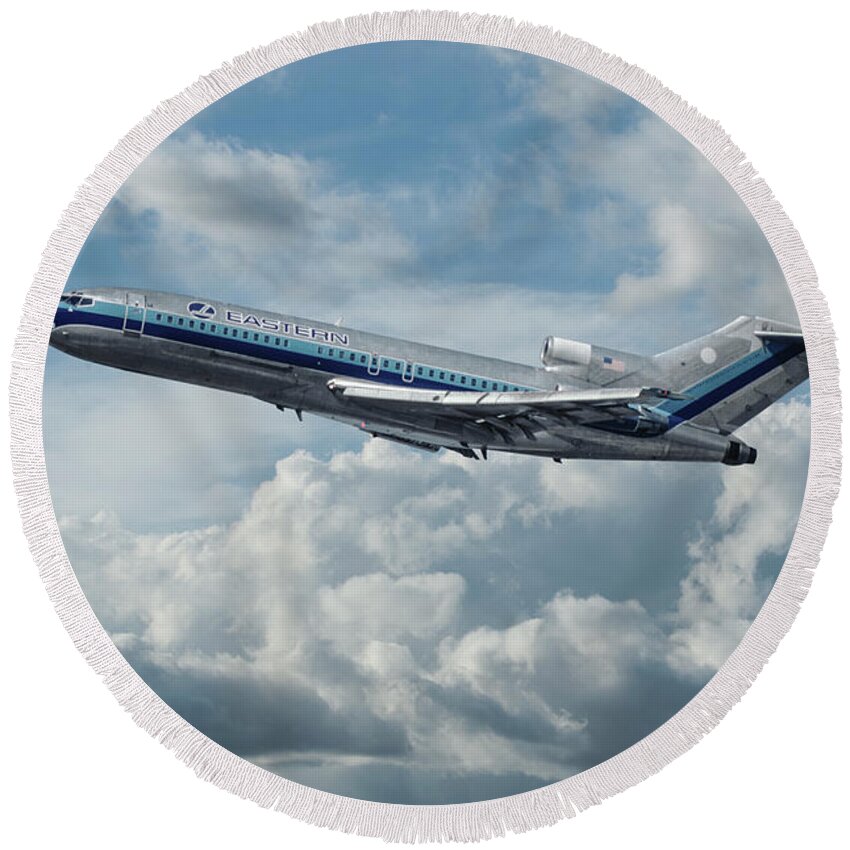 Eastern Airlines Round Beach Towel featuring the photograph Eastern Airlines Boeing 727 by Erik Simonsen