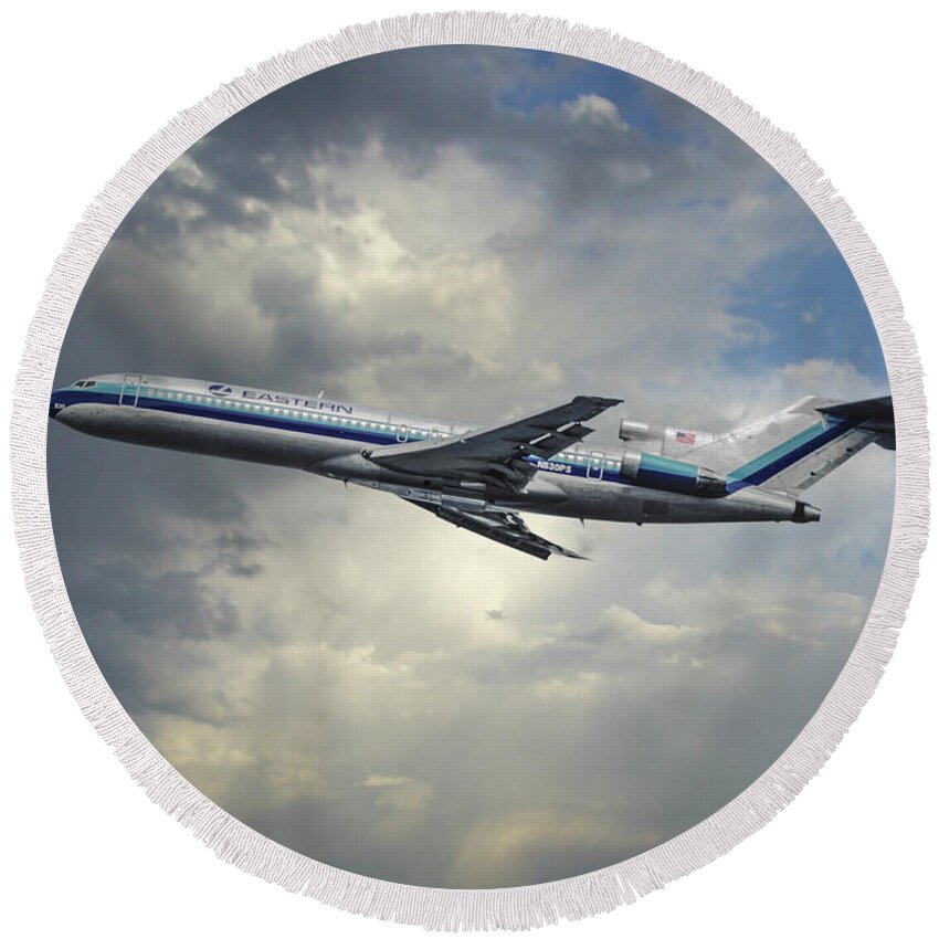 Eastern Airlines Round Beach Towel featuring the photograph Eastern Boeing 727 Whisperjet by Erik Simonsen