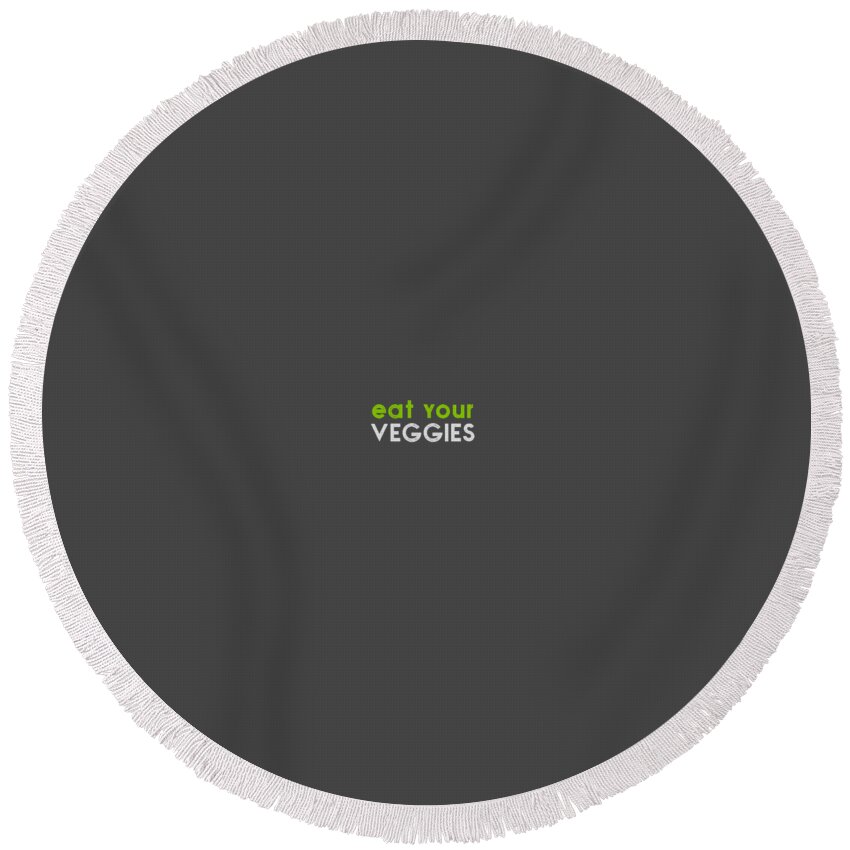  Round Beach Towel featuring the drawing Eat your veggies - green and gray by Charlie Szoradi