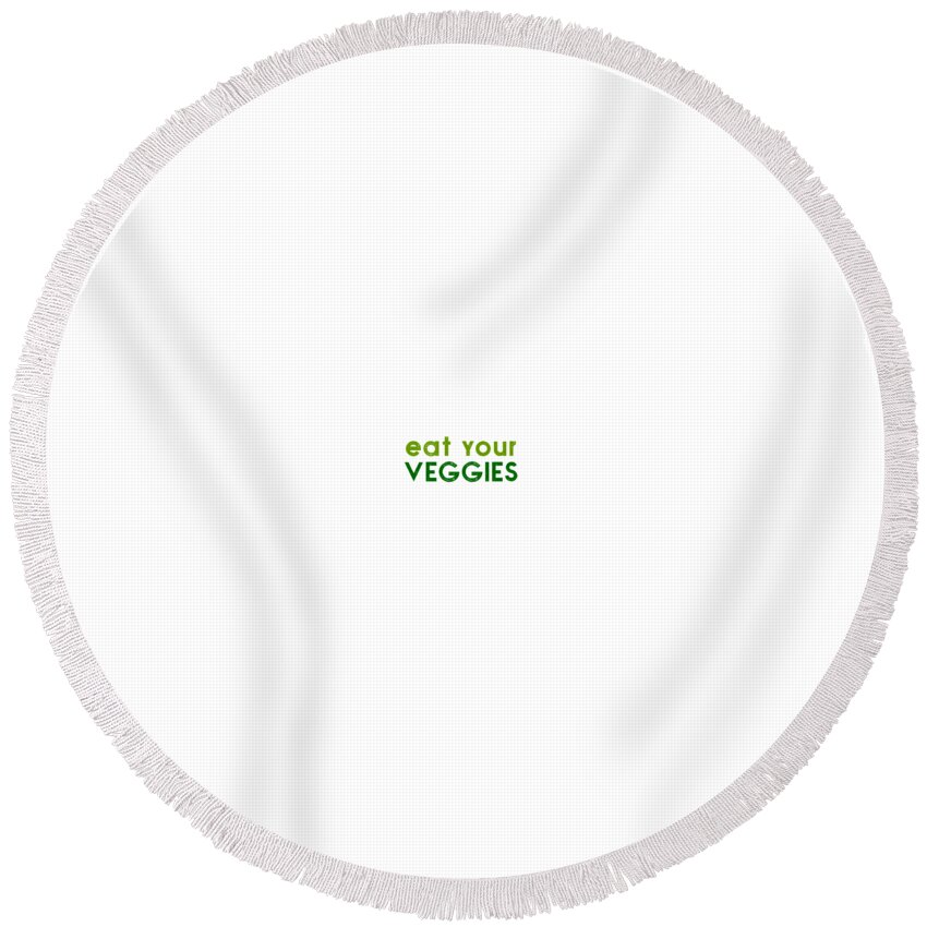  Round Beach Towel featuring the drawing Eat your veggies - two greens by Charlie Szoradi