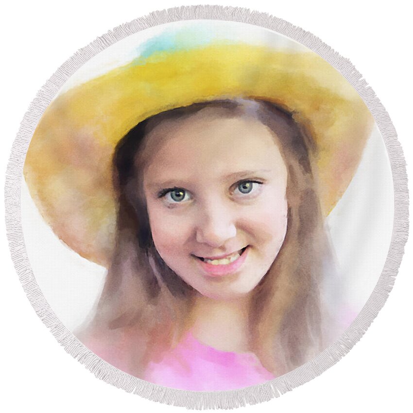  Round Beach Towel featuring the painting Ella, Southern Belle by Philip And Robbie Bracco