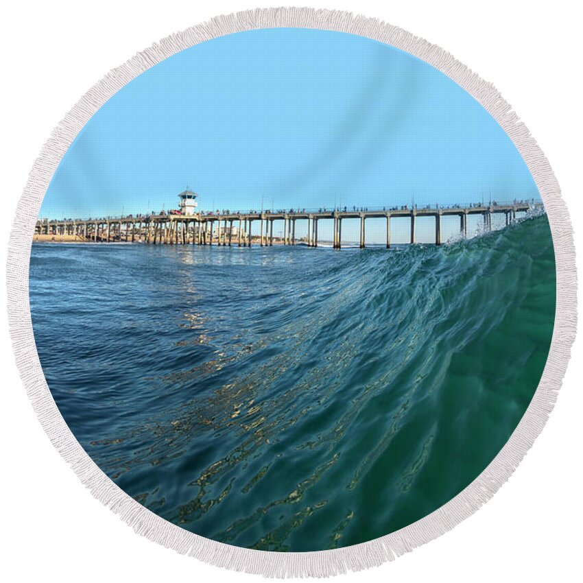 Water Photography Round Beach Towel featuring the photograph Emerald Ramp by Sean Davey