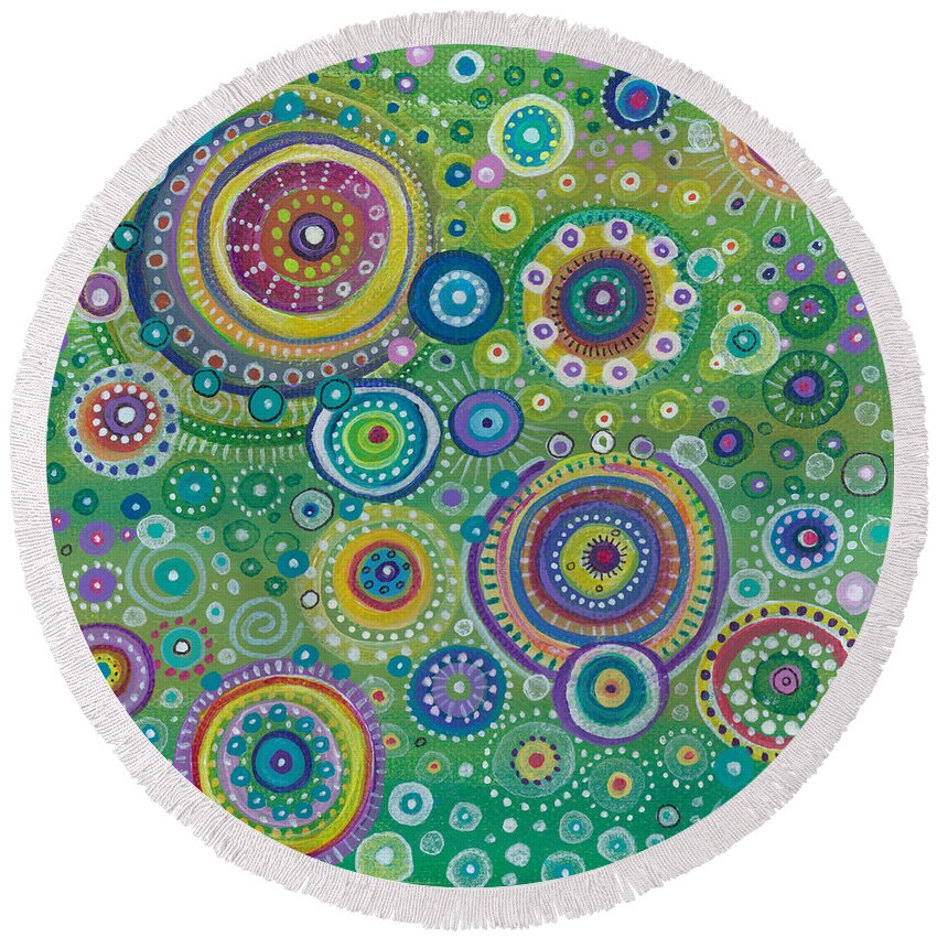 Energy Round Beach Towel featuring the painting Energy by Tanielle Childers