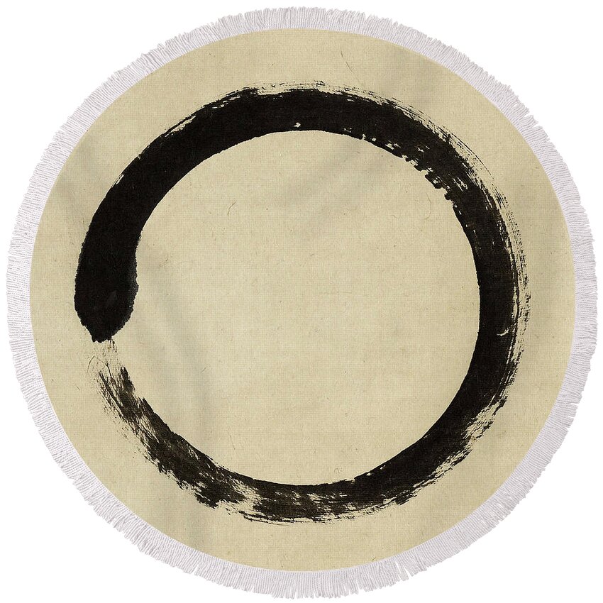 Enso Round Beach Towel featuring the painting Enso-2 by Taido Shufu