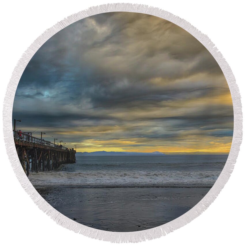 Evening Clouds Round Beach Towel featuring the photograph Evening Clouds by Mitch Shindelbower