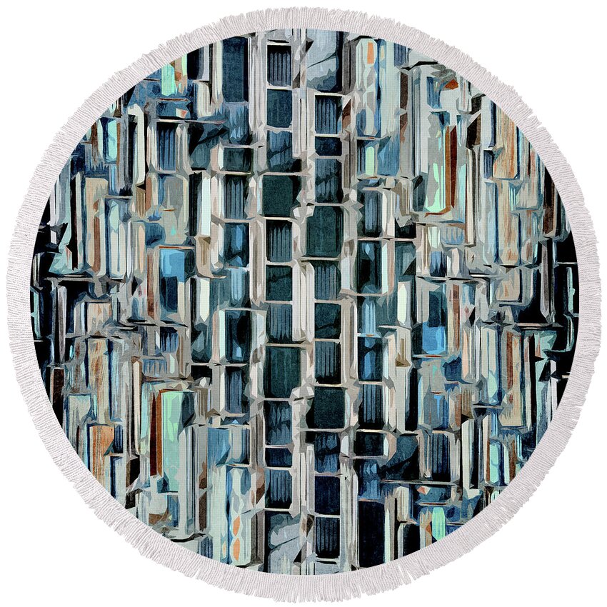 City Round Beach Towel featuring the digital art Evening Downtown by Phil Perkins