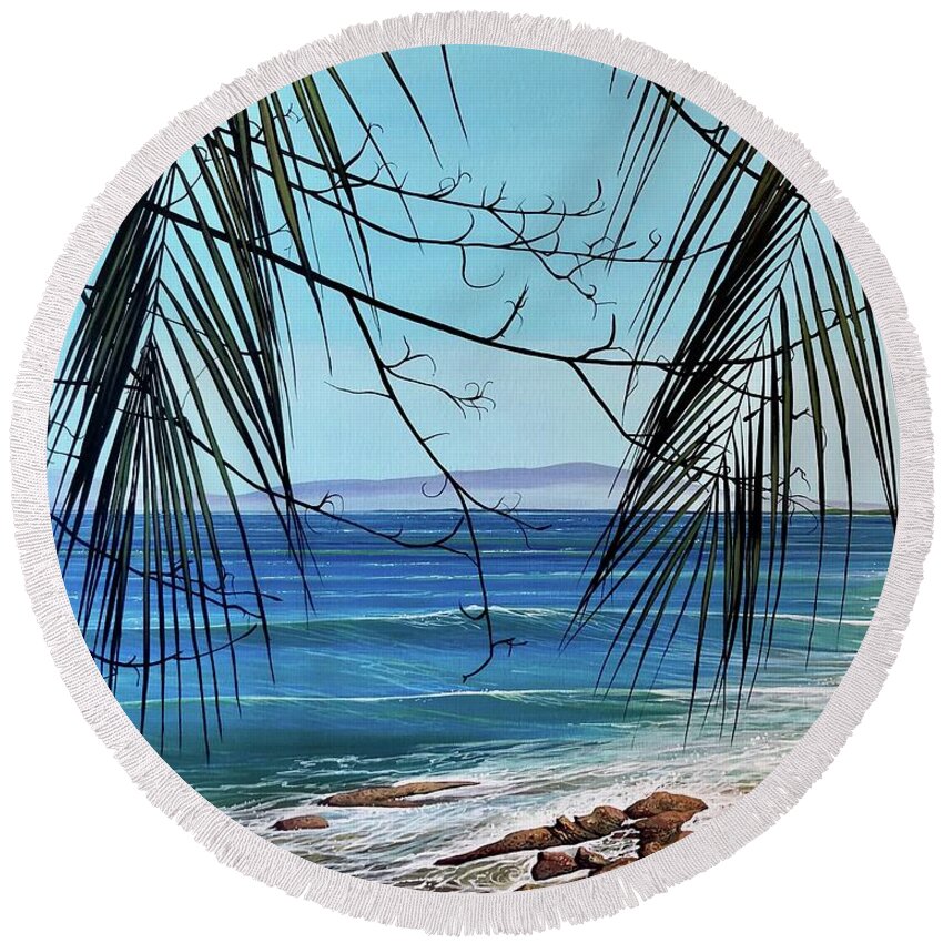 Beach Round Beach Towel featuring the painting Everything's Different Now by Hunter Jay